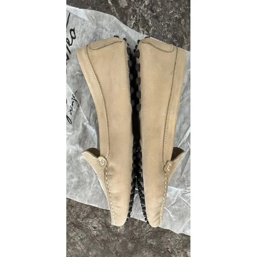 Massimo Matteo Womens‎ Perf Venetian Driver Cinza Nubuck Beige Sz 10B